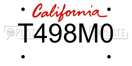 T498M0 California License Plate