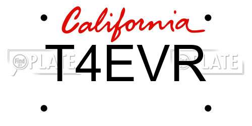T4EVR California License Plate