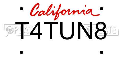 T4TUN8 California License Plate