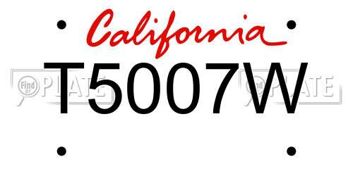 T5007W California License Plate