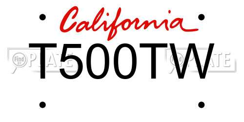 T500TW California License Plate