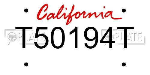 T50194T California License Plate