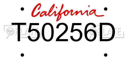 T50256D California License Plate