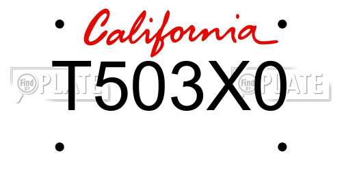 T503X0 California License Plate