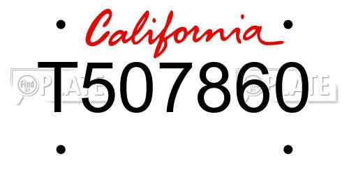 T507860 California License Plate