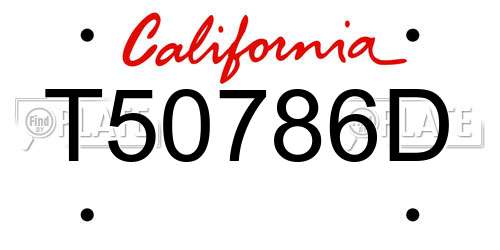 T50786D California License Plate