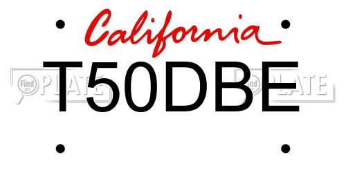 T50DBE California License Plate
