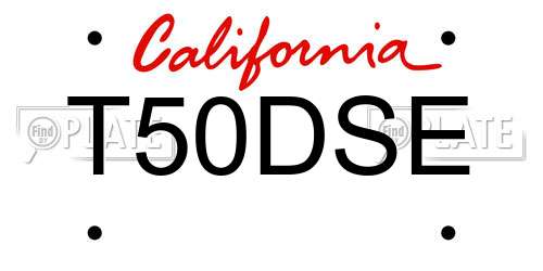 T50DSE California License Plate