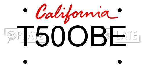 T50OBE California License Plate