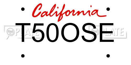 T50OSE California License Plate