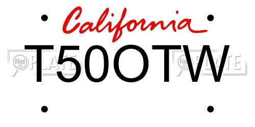 T50OTW California License Plate