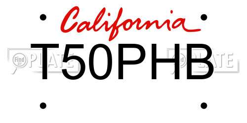 T50PHB California License Plate