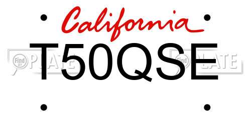T50QSE California License Plate