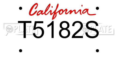 T5182S California License Plate