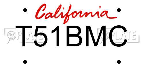 T51BMC California License Plate