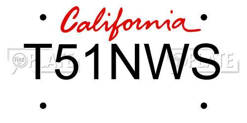T51NWS California License Plate