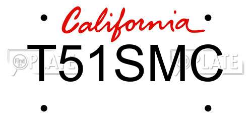 T51SMC California License Plate