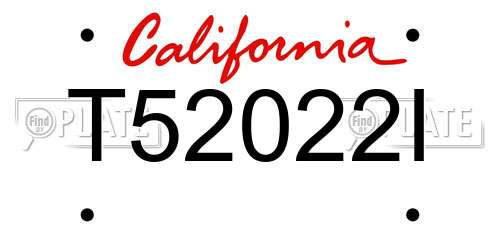 T52022I California License Plate