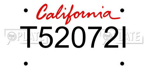 T52072I California License Plate