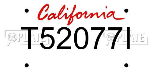 T52077I California License Plate