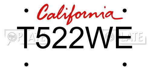 T522WE California License Plate