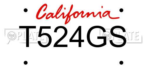 T524GS California License Plate
