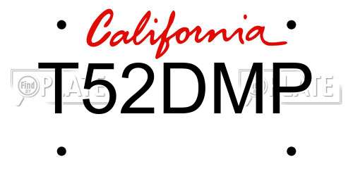 T52DMP California License Plate