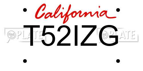 T52IZG California License Plate