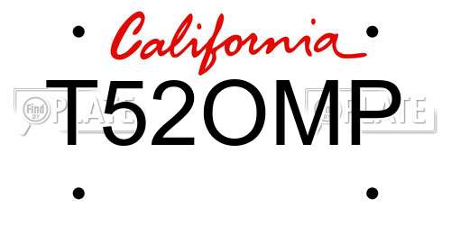 T52OMP California License Plate