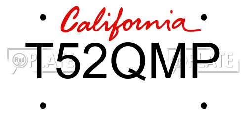 T52QMP California License Plate