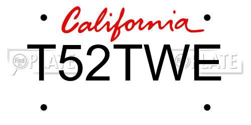 T52TWE California License Plate