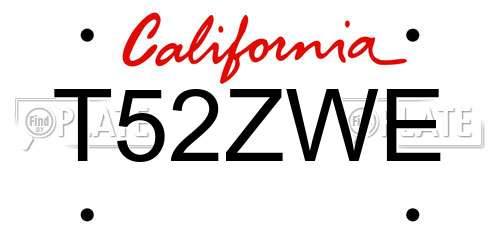 T52ZWE California License Plate