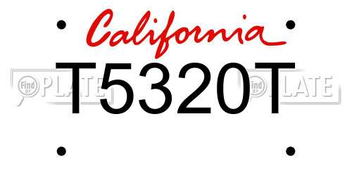T5320T California License Plate