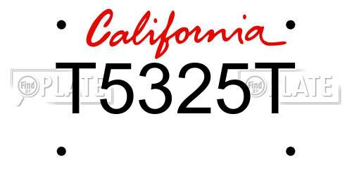 T5325T California License Plate