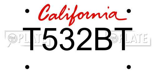 T532BT California License Plate