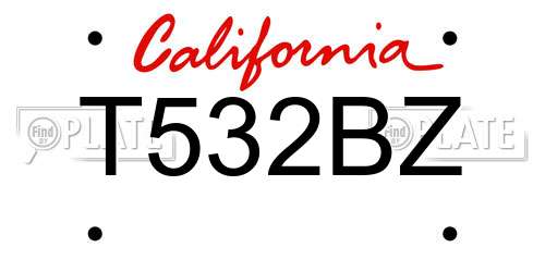 T532BZ California License Plate