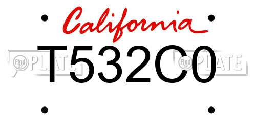 T532C0 California License Plate
