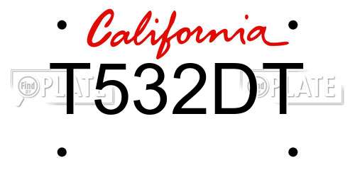T532DT California License Plate