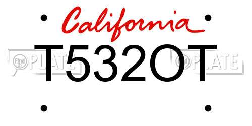 T532OT California License Plate