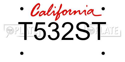 T532ST California License Plate