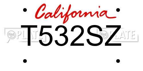 T532SZ California License Plate