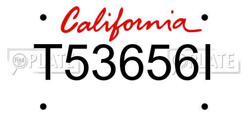 T53656I California License Plate