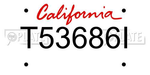 T53686I California License Plate