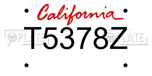 T5378Z California License Plate