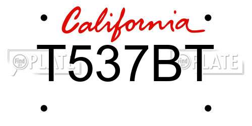 T537BT California License Plate