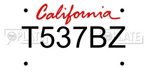 T537BZ California License Plate