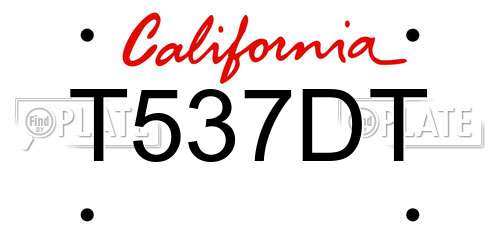 T537DT California License Plate