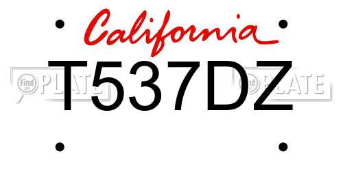 T537DZ California License Plate