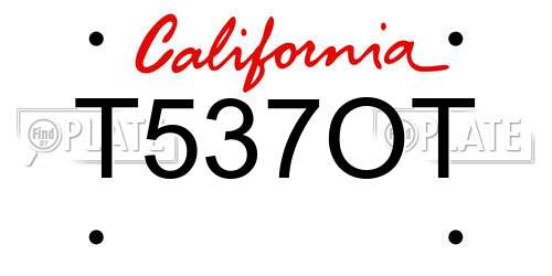T537OT California License Plate