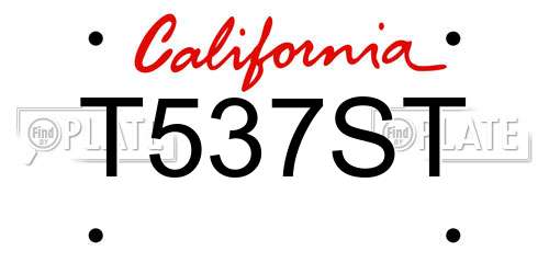 T537ST California License Plate